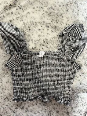 Sincerely Jules Black & White Gingham Smocked Crop Top
